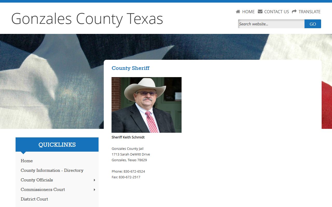Gonzales County Jail sheriff contact and address source